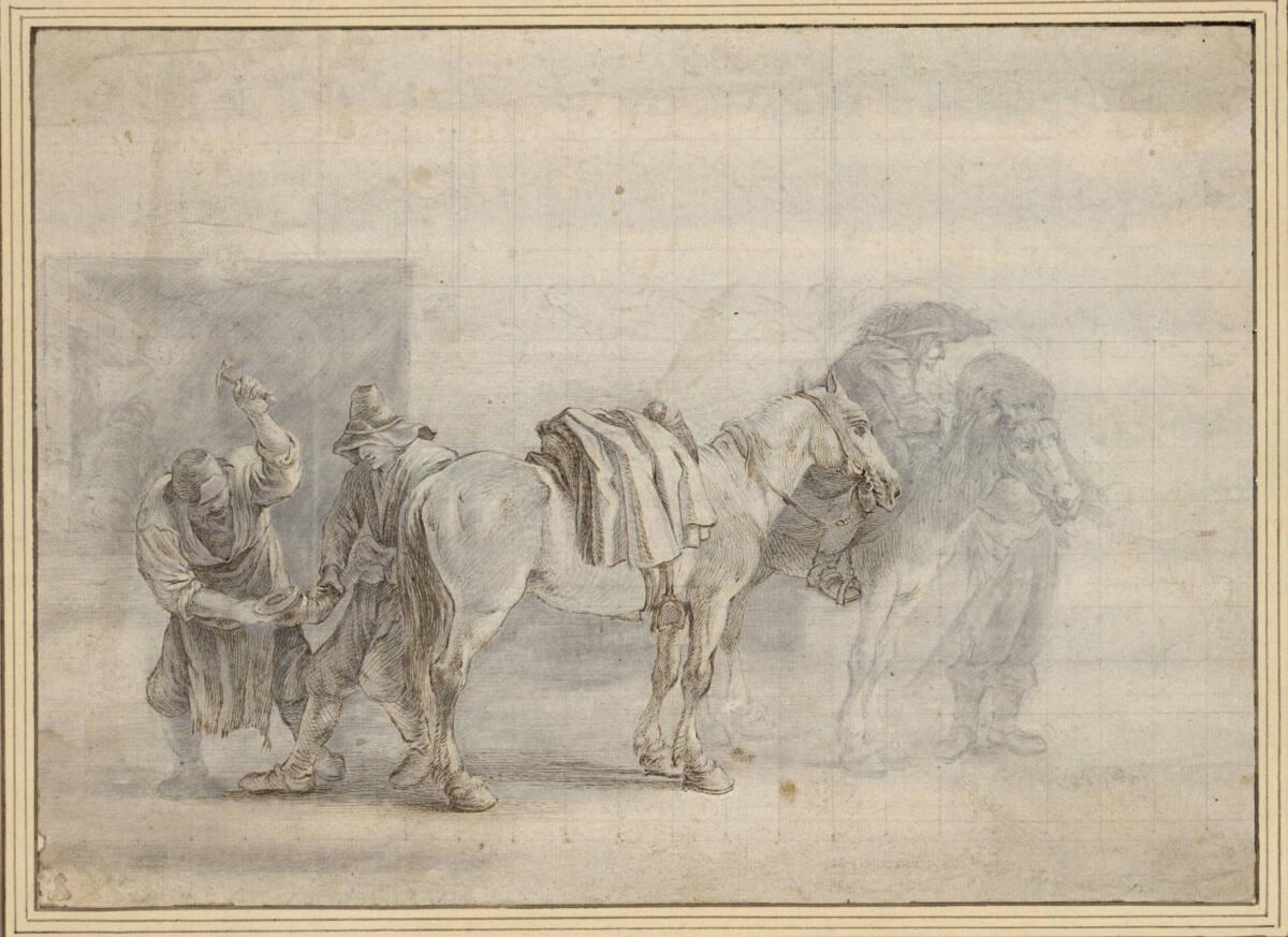 Pieter Jacobsz. van  Laer, Ein gesatteltes Pferd beim Hufschmied, Inv. Nr.: 9241