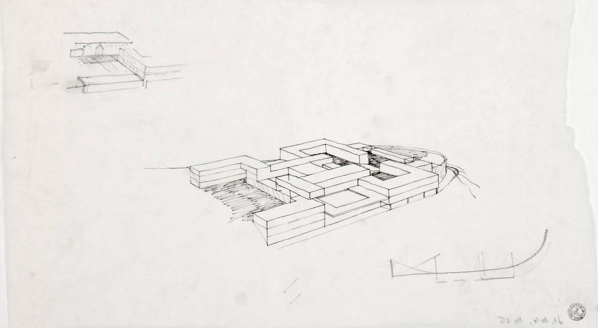 Clemens Holzmeister, Semmering, Palastanlage Ibn Saud; Baukörperstudie; Vogelperspektive; Detai…