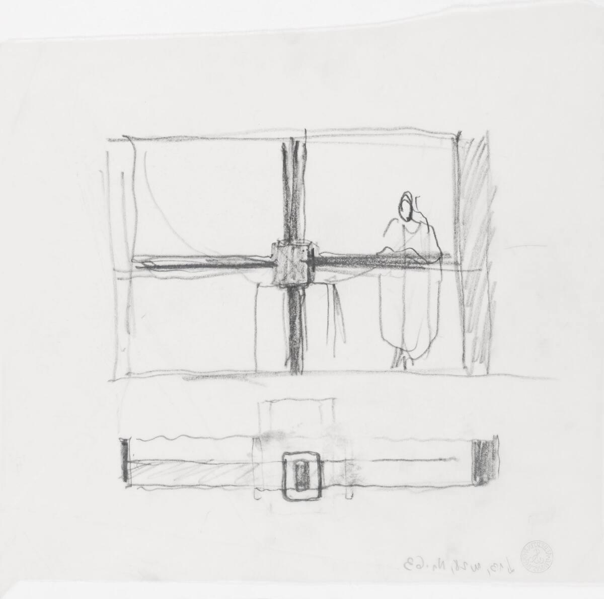 Clemens Holzmeister, Wien, 21. Bezirk, Pfarrzentrum Leopoldau; Altarbereich; Studie; Tabernakel…