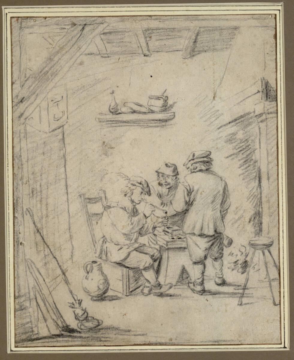 David Teniers d. J., Drei Bauern am Kaminfeuer, Inv. Nr.: 9276
