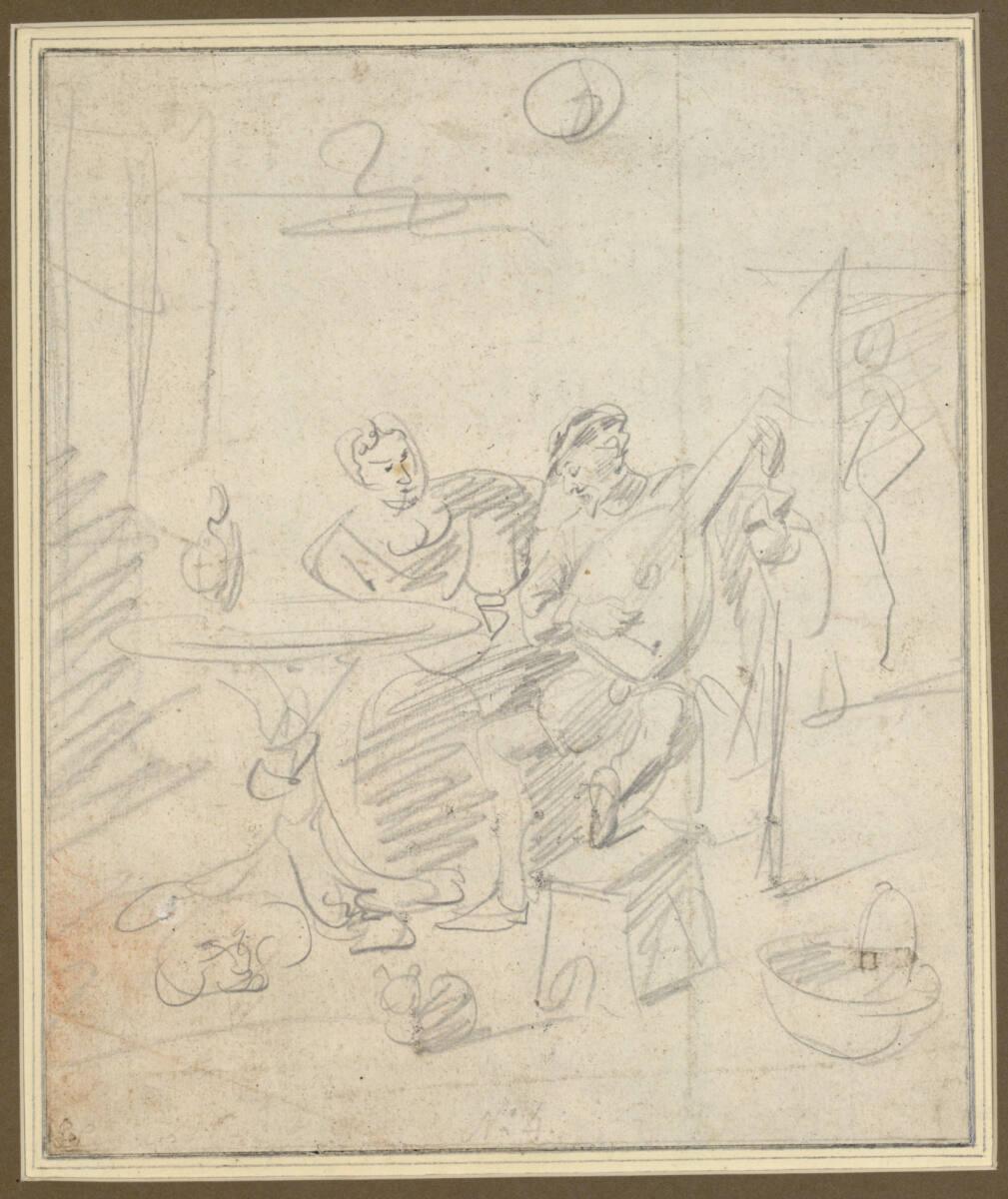 David Teniers d. J., Lautenspieler und Frau mit Weinglas, Inv. Nr.: 9277