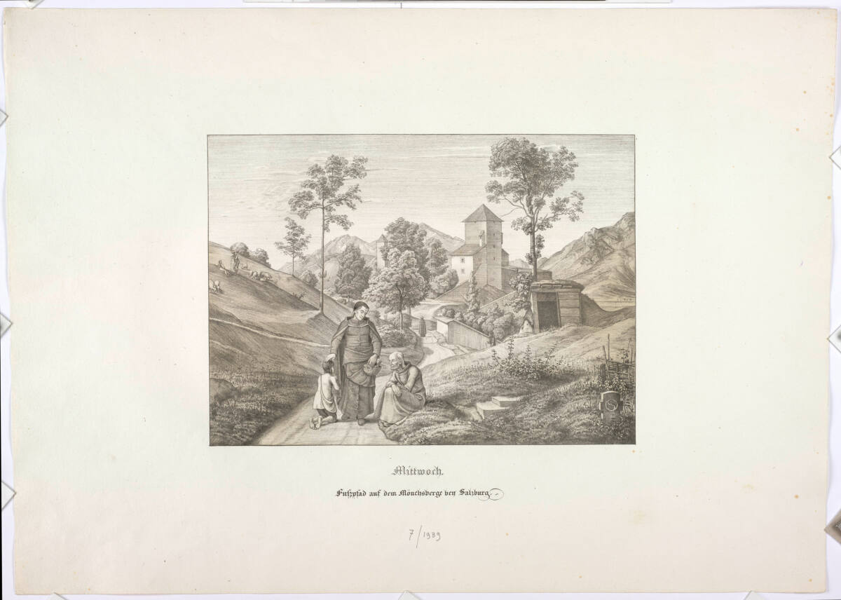Mittwoch - Fusspfad auf den Mönchsberg bey Salzburg, Ferdinand Olivier, 1823
