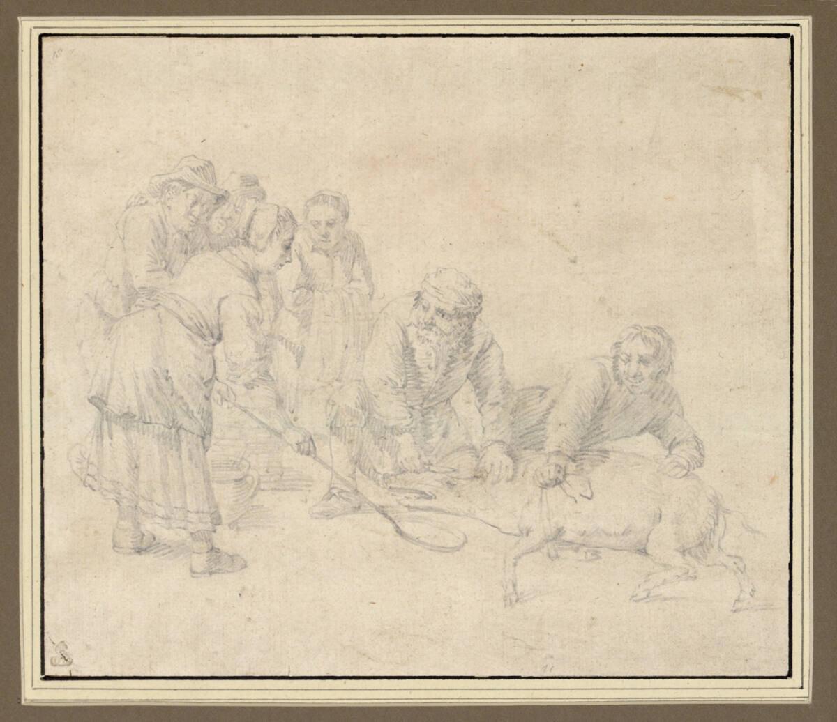 David Teniers d. J., Bauern beim Abstechen eines Schweines, Inv. Nr.: 9282