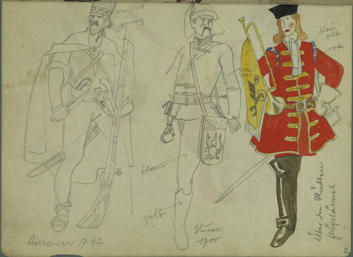 Liccaner, Husar, Trompeter, alle mit Farbangaben, Franz Wacik, 1915