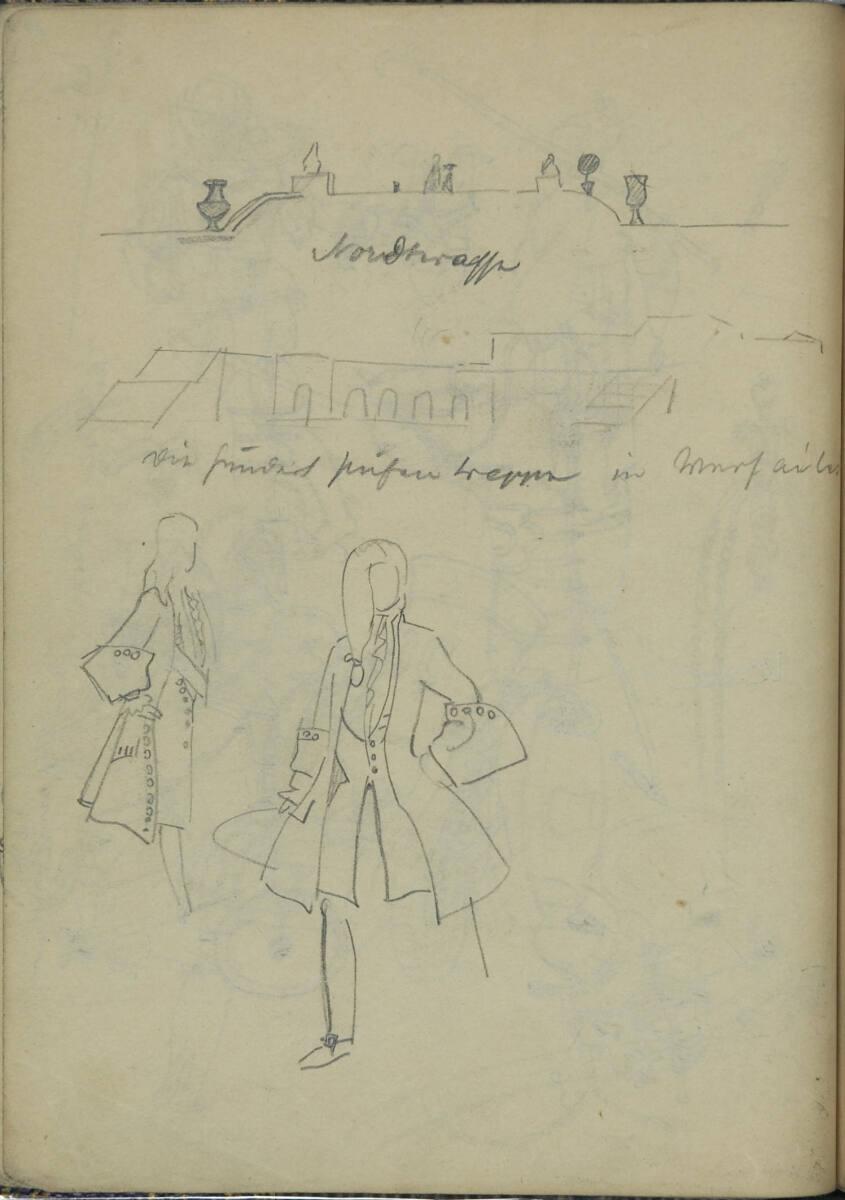 Franz Wacik, Skizzen von Architekturdetails; Skizzen eines Edelmannes, Inv. Nr.: 38796/39v