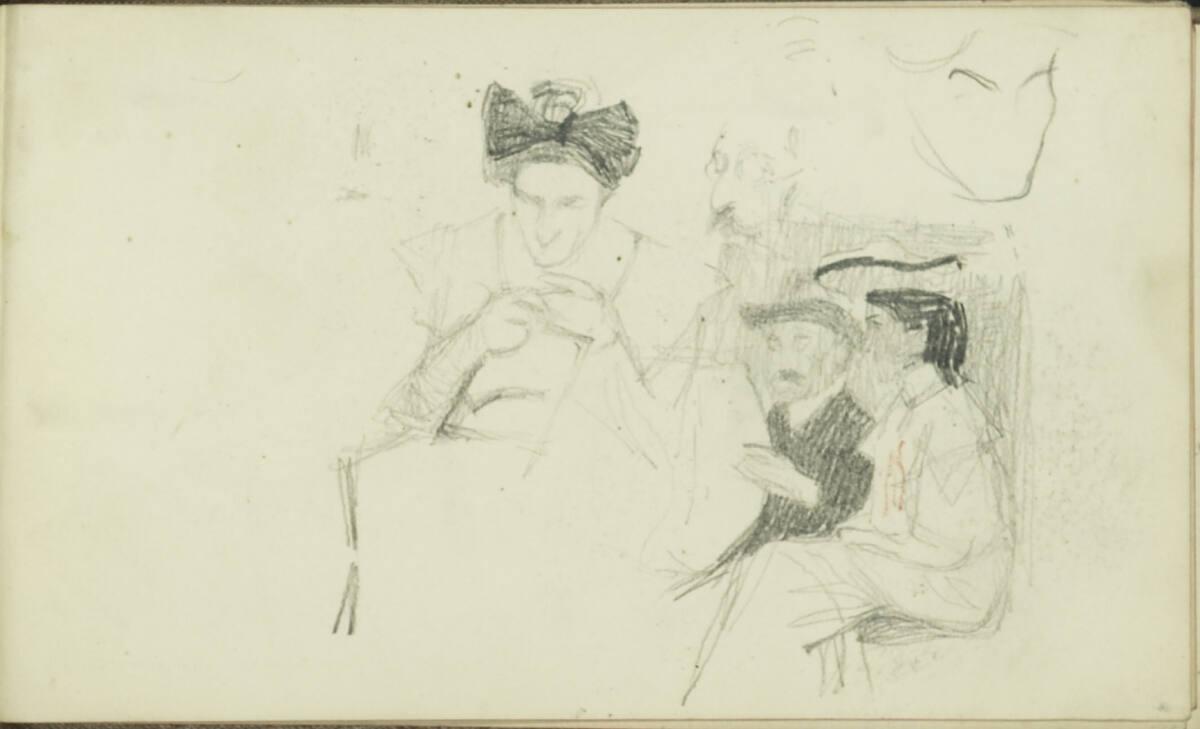 Jules Pascin, Studie mehrerer Leute im Kaffeehaus (im Skizzenbuch kopfstehend), Inv. Nr.: 31704…