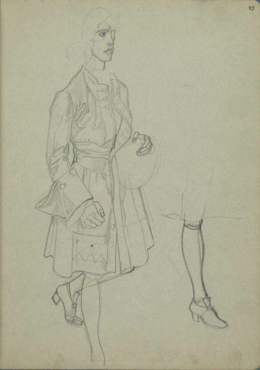 Franz Wacik, Skizze eines Edelmannes, Detail des Beines, Inv. Nr.: 38796/43
