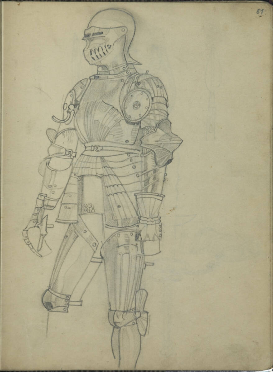 Ritter in einer Rüstung, Franz Wacik, 1915