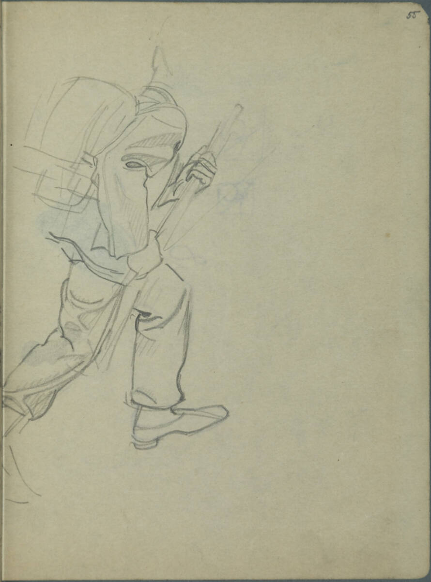 Teilskizze eines gehenden Soldaten, Franz Wacik, 1915
