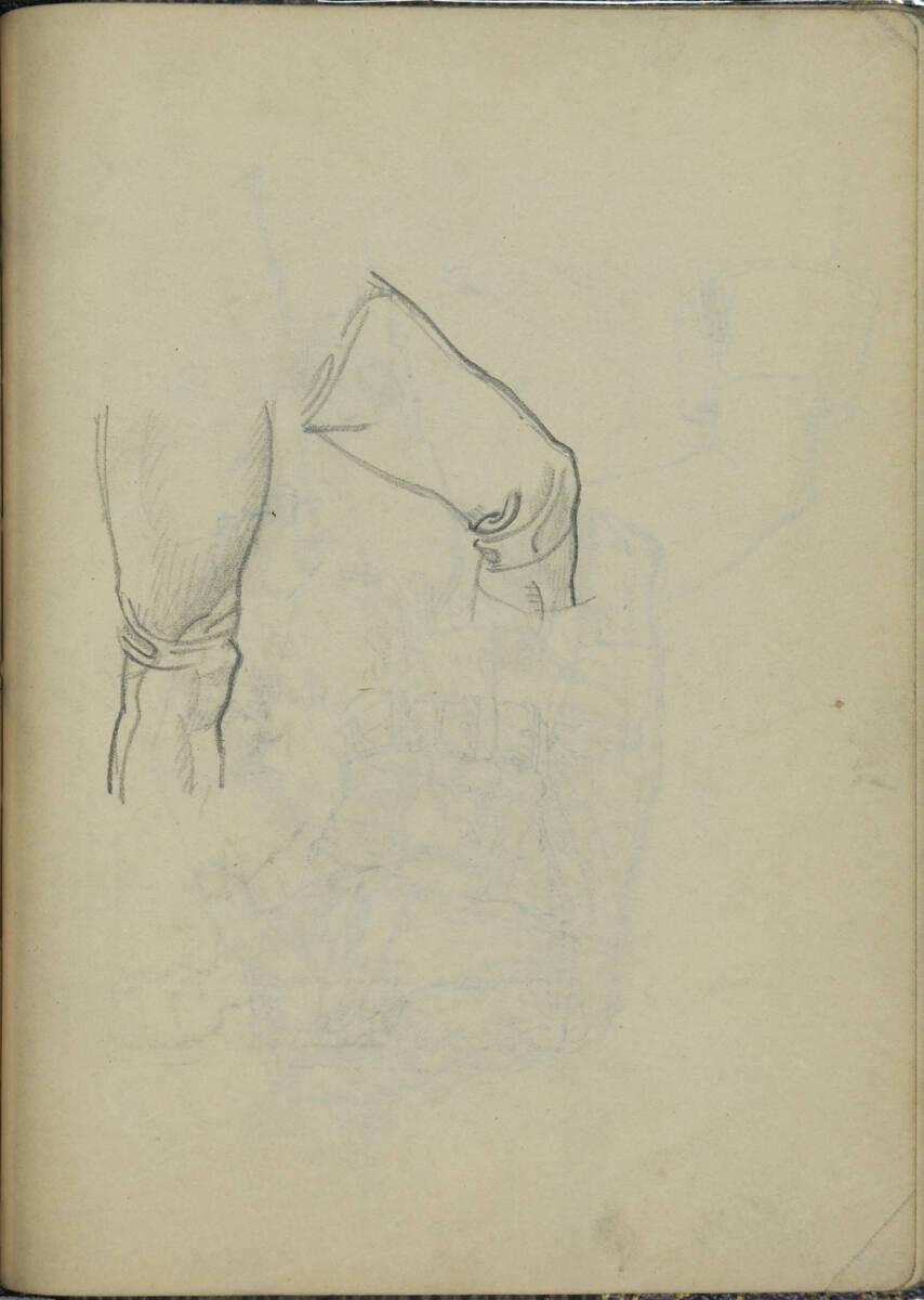 Franz Wacik, Skizze eines Beinausschnittes (kopfstehend), Inv. Nr.: 38796/59v