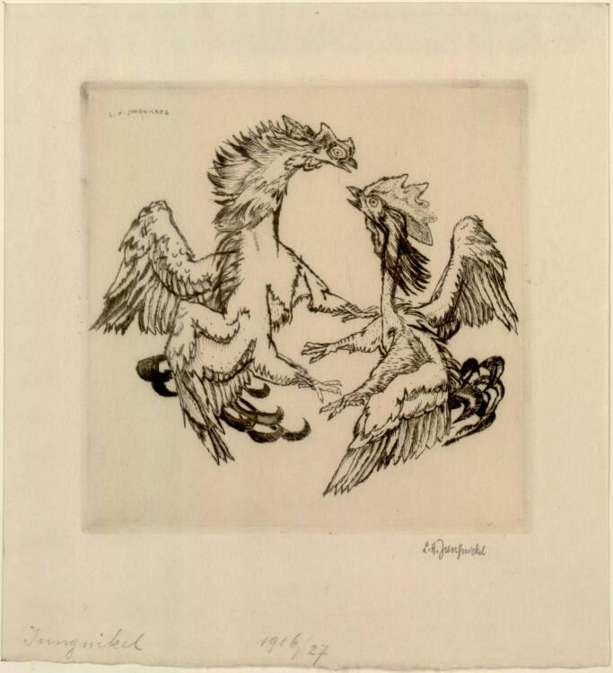 Ludwig Heinrich Jungnickel, Hahnenkampf II, Inv. Nr.: DG1916/27