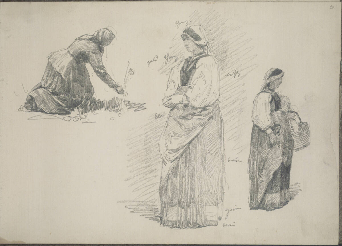 Figurenstudien (mit Farbangaben), Ludwig Rösch