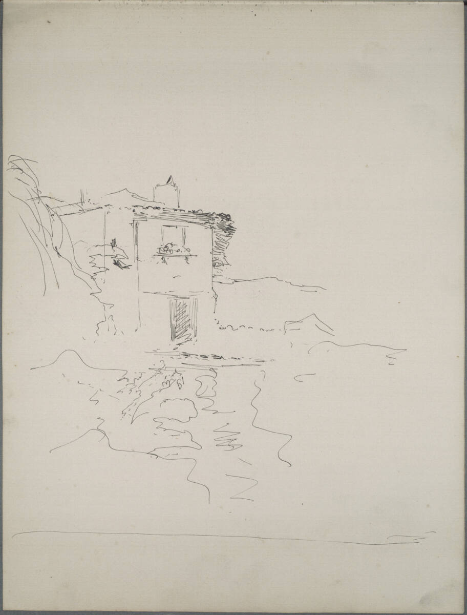 Landschaftsskizze mit Architektur, Ludwig Rösch