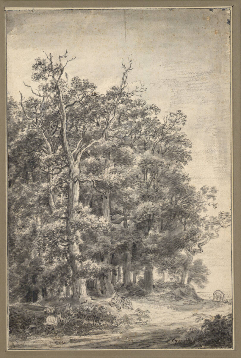Waldrand mit Weg und Rastenden, Antonie Waterloo