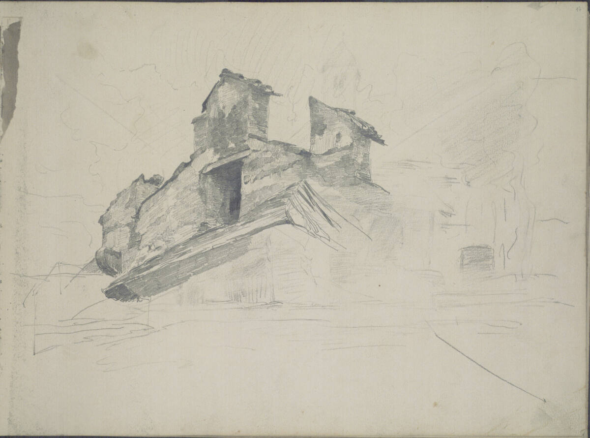 Studie eines ruinösen Dachstuhles, Ludwig Rösch