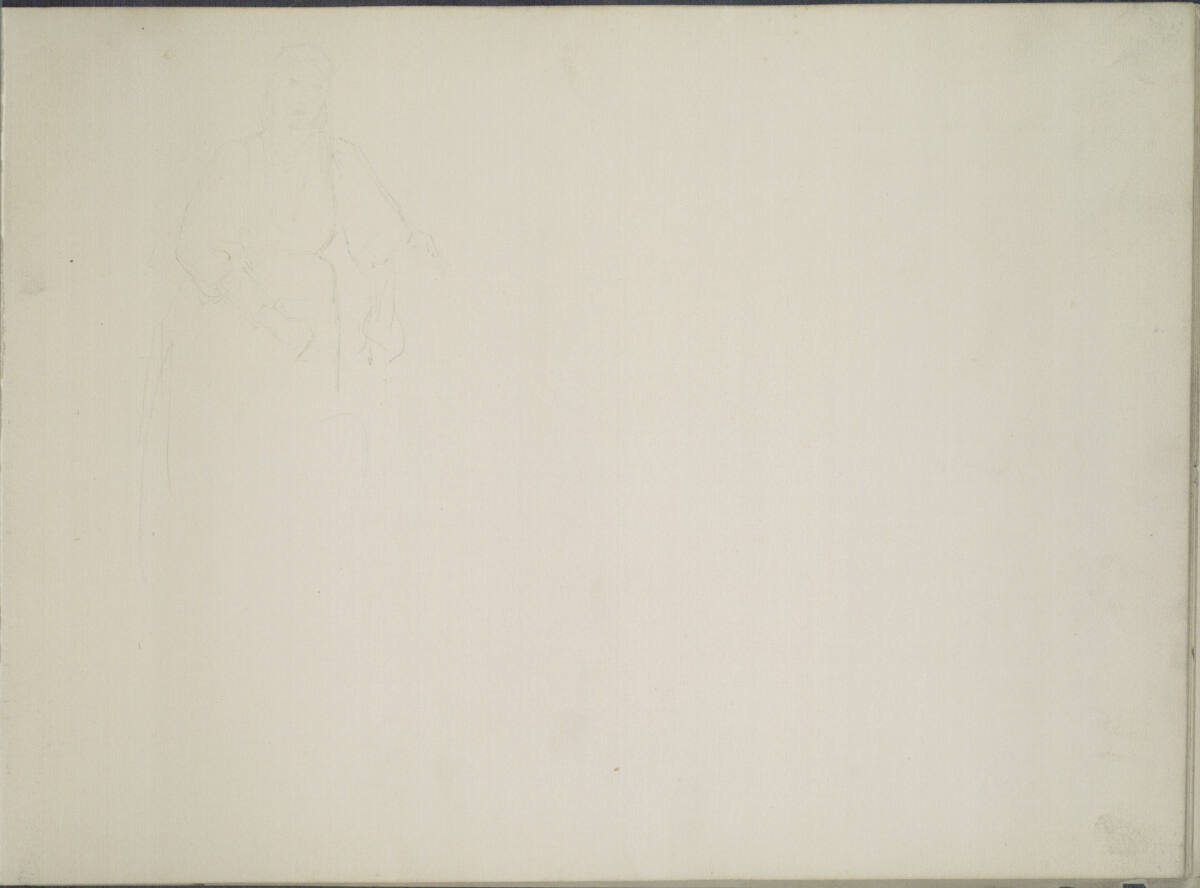 Skizze einer Bäuerin oder Wäscherin (im Skizzenbuch kopfstehend), Ludwig Rösch