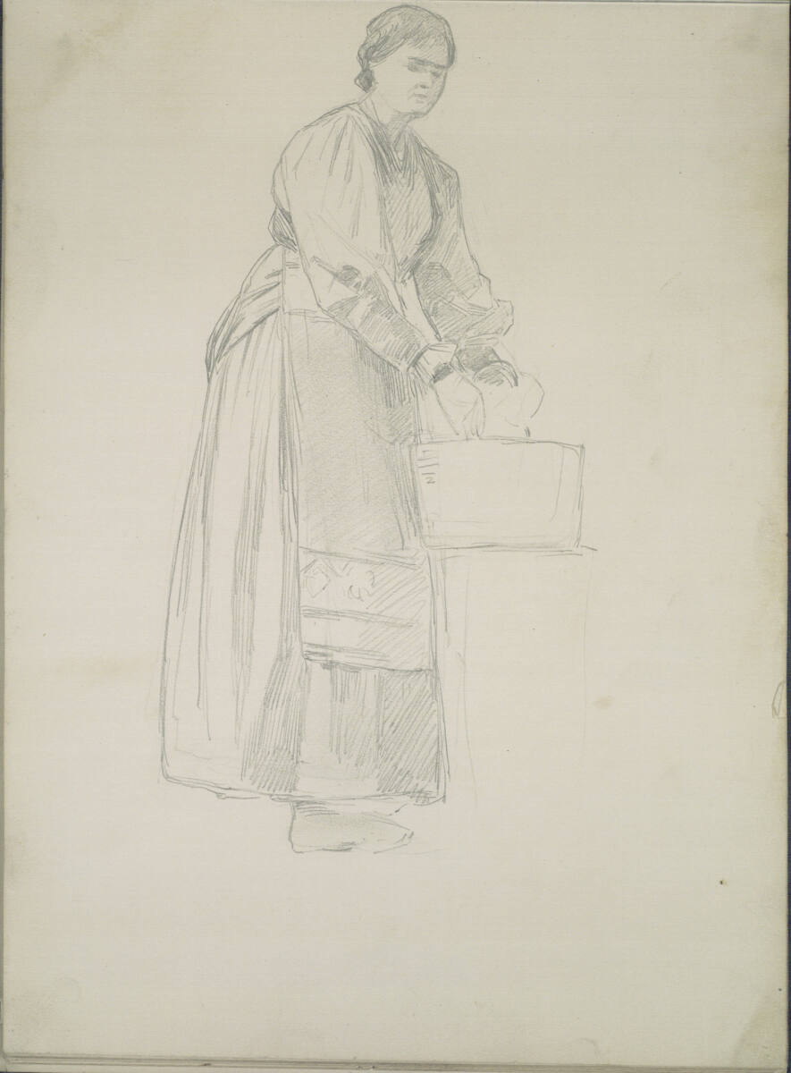 Wäscherin mit Waschzuber, Ludwig Rösch