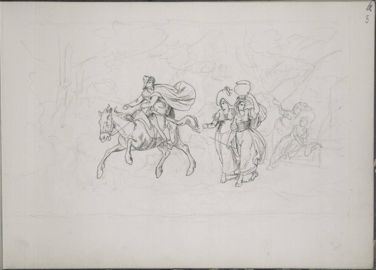Ernst Christian Johann Friedrich Preller der Ältere, Römisches Skizzenbuch: Zwei Wäscherinnen a…