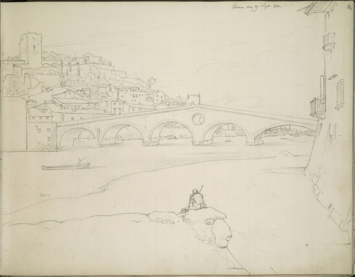 Der Ponte Pietra in Verona, Wilhelm August Rieder, 1830-09-19