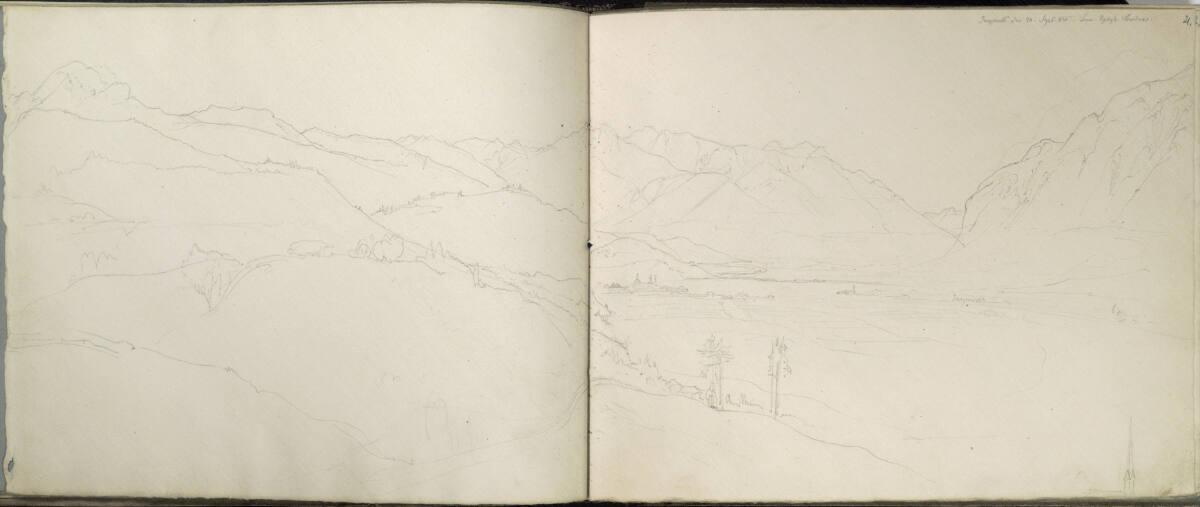Wilhelm August Rieder, Landschaft um Innsbruck vom Schloss Ambras gesehen, Inv. Nr.: 25883/20v-…