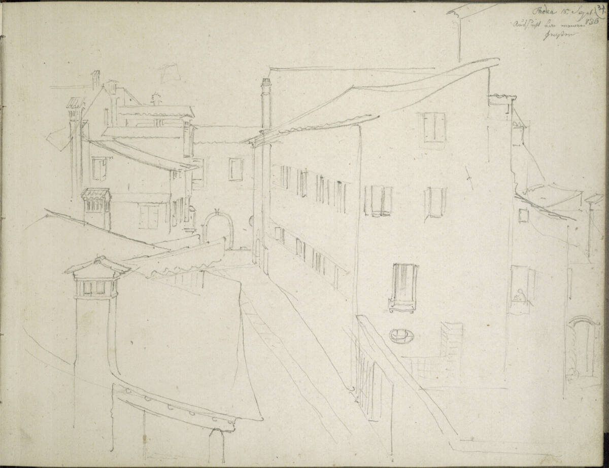 Blick aus dem Fenster des Künstlers in Padua, Wilhelm August Rieder, 1830-09-15