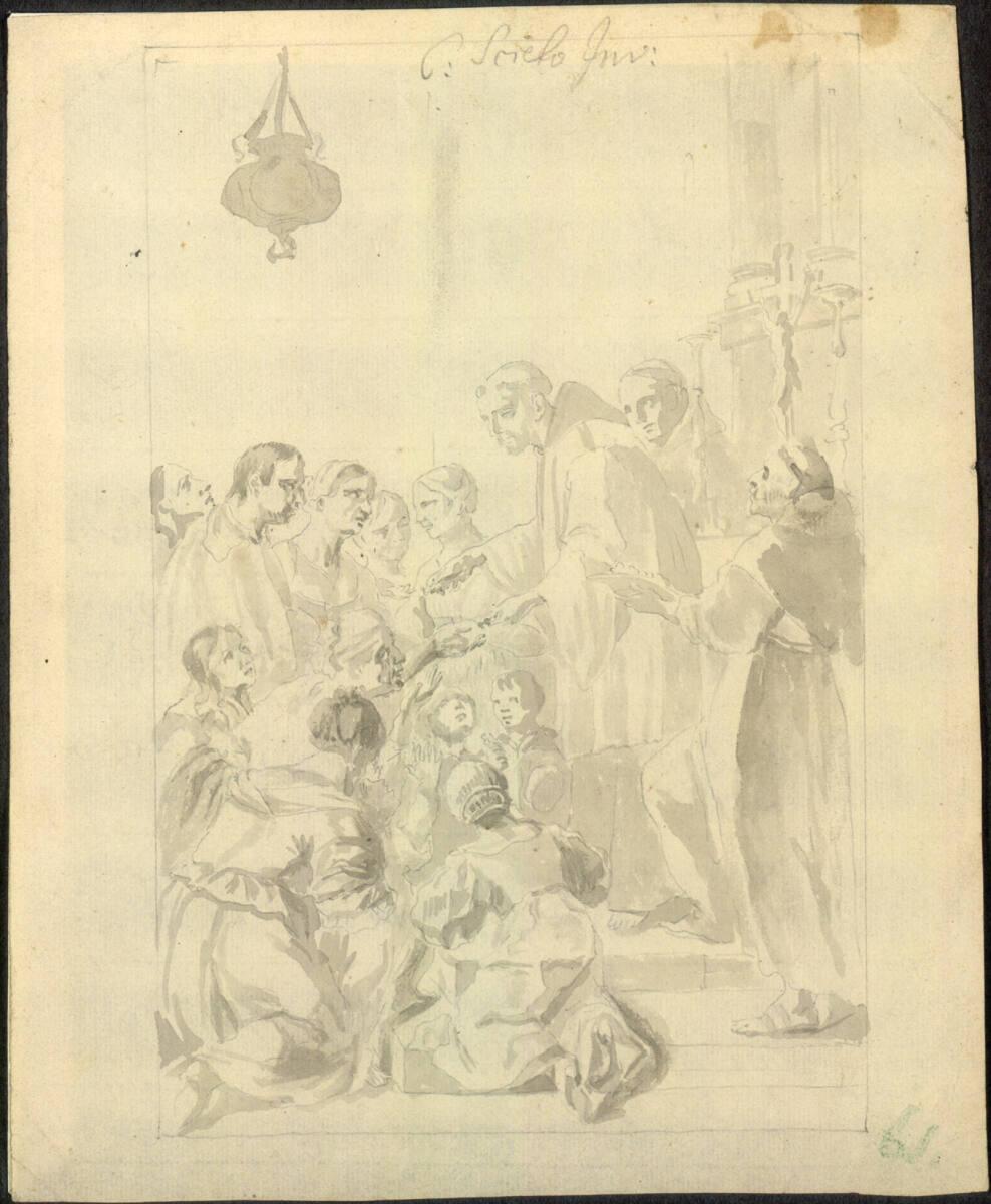 Anonym, Heiliger Mönch verteilt Almosen, Inv. Nr.: 44016