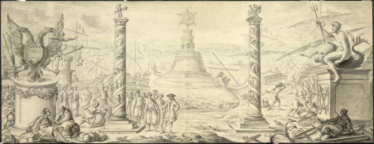 Anonym, Ideale Ansicht der Straße von Gibraltar mit den Säulen des Herakles (?), Inv. Nr.: 4404…