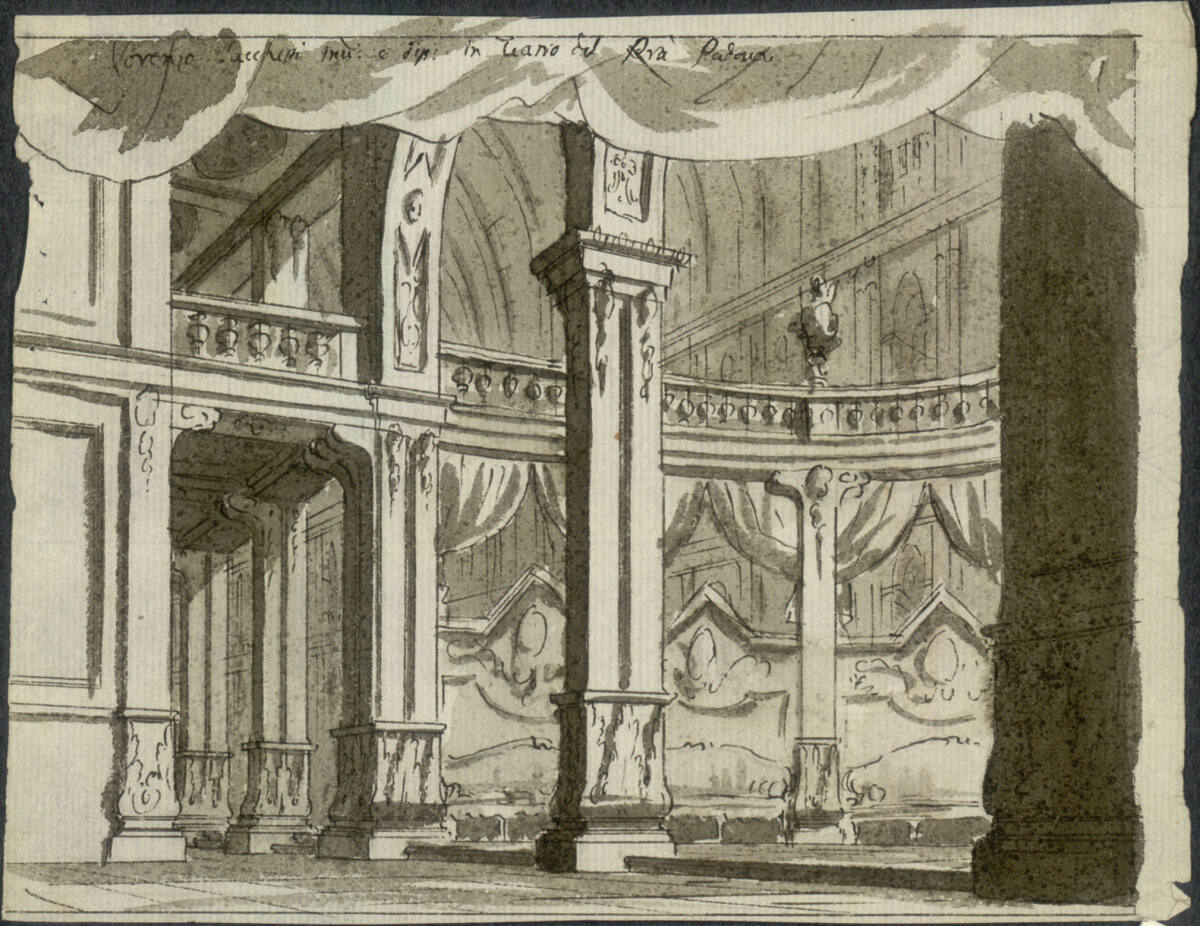 Entwurf für ein Theater del Pra in Padua, Lorenzo Sacchetti, 1781–1784