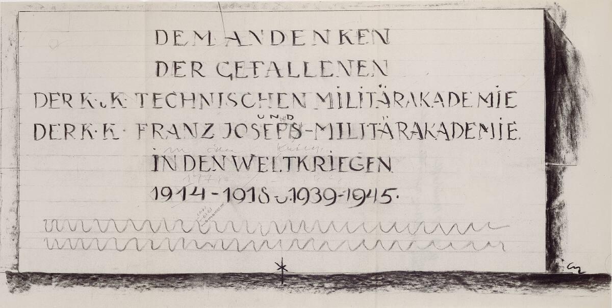 Clemens Holzmeister, Wiener Neustadt, Denkmal der Militärakademie III; Studie; Inschrifttafel, …