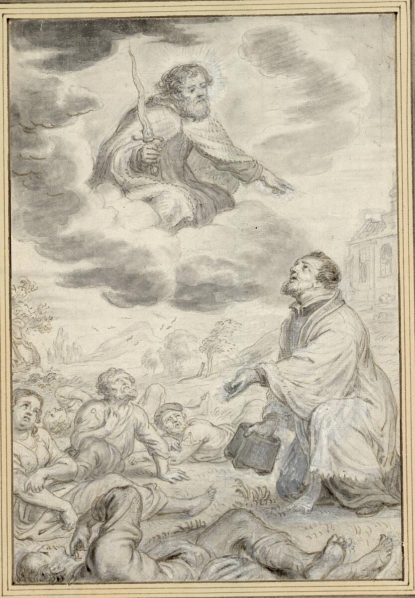 Abraham van Diepenbeeck, Elias erscheint während der Pest 1655 dem Priester J. Galeato  (33), I…
