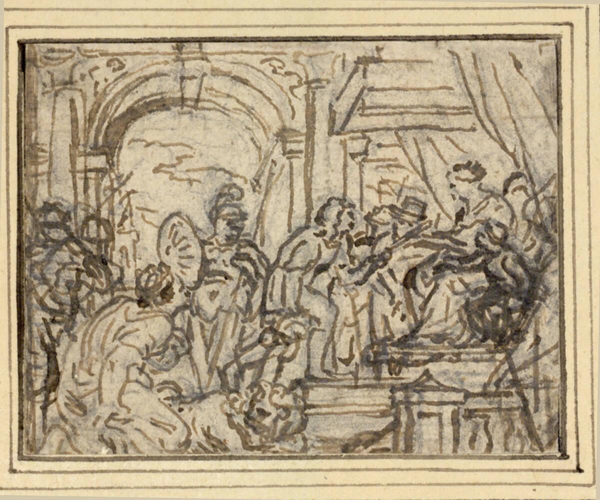 Abraham van Diepenbeeck, Ein junger Bote vor einer thronenden Fürstin (Detailstudie zu Inv. 9.5…