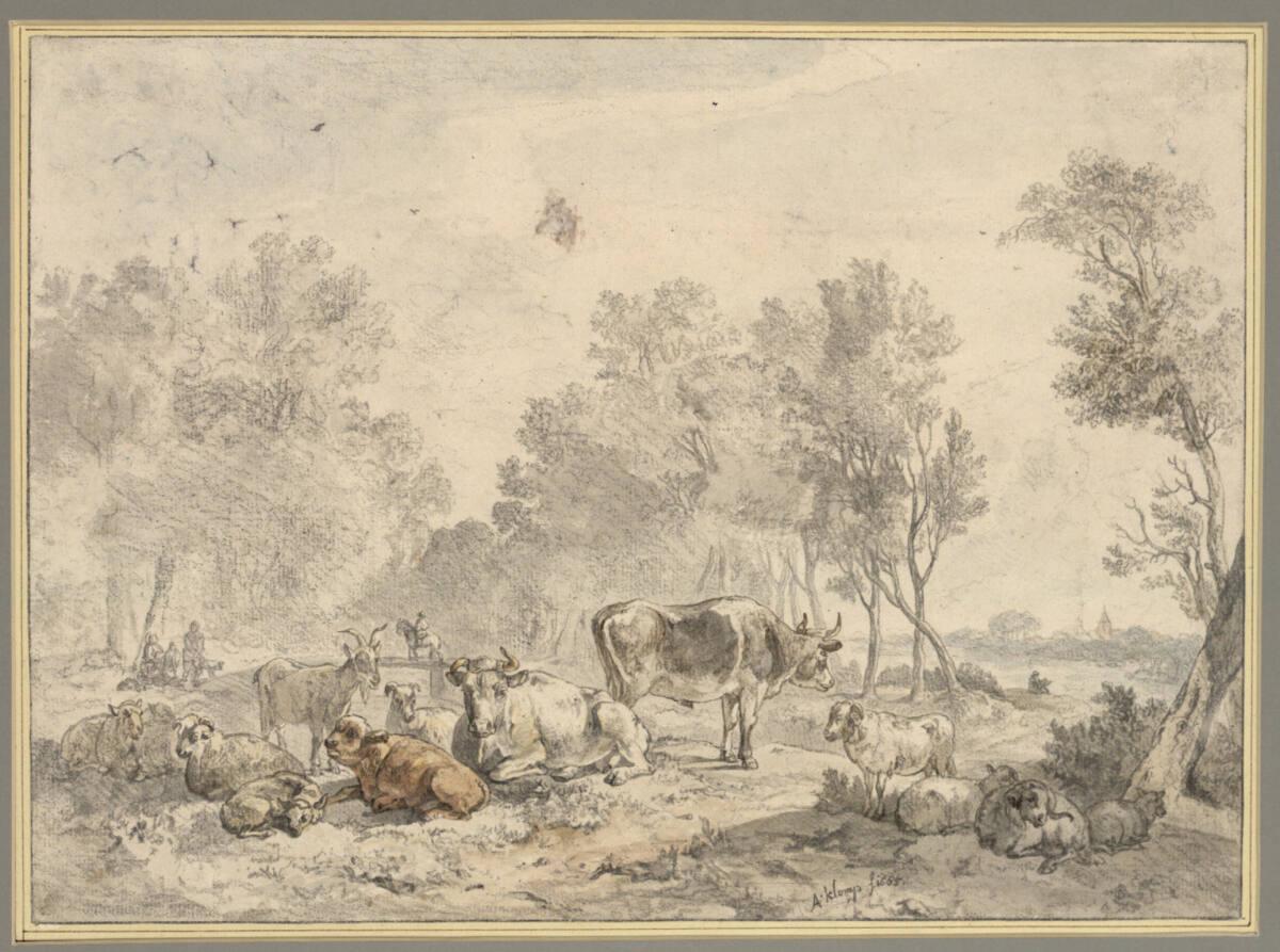 Albert Jansz. Klomp, Viehherde am Waldrand mit Fernblick auf eine Dorfkirche, Inv. Nr.: 9540