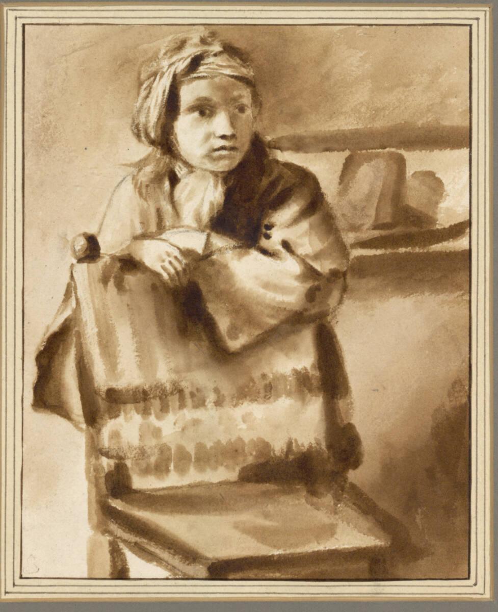 Gerbrand van den Eeckhout, Knabe mit Turban, hinter einem Sessel stehend, Inv. Nr.: 9559