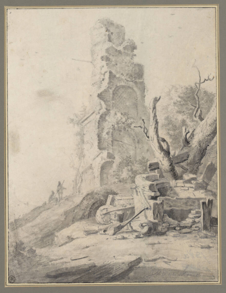 Verfallener Brunnen vor einer Ruine, Jan Baptist Weenix