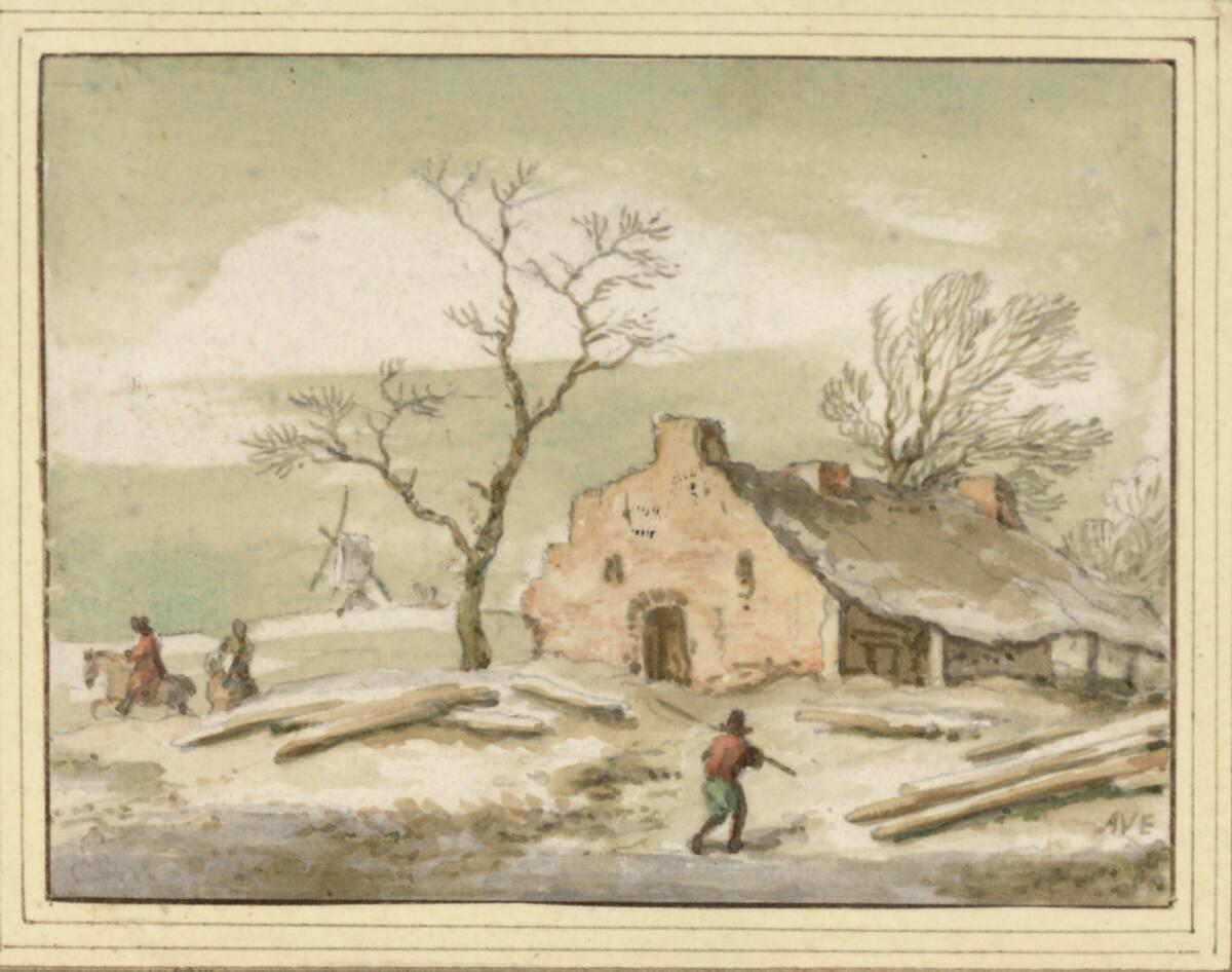 Allart van Everdingen, Winterlandschaft mit Gehöft und Windmühle im Hintergrund, Inv. Nr.: 9578