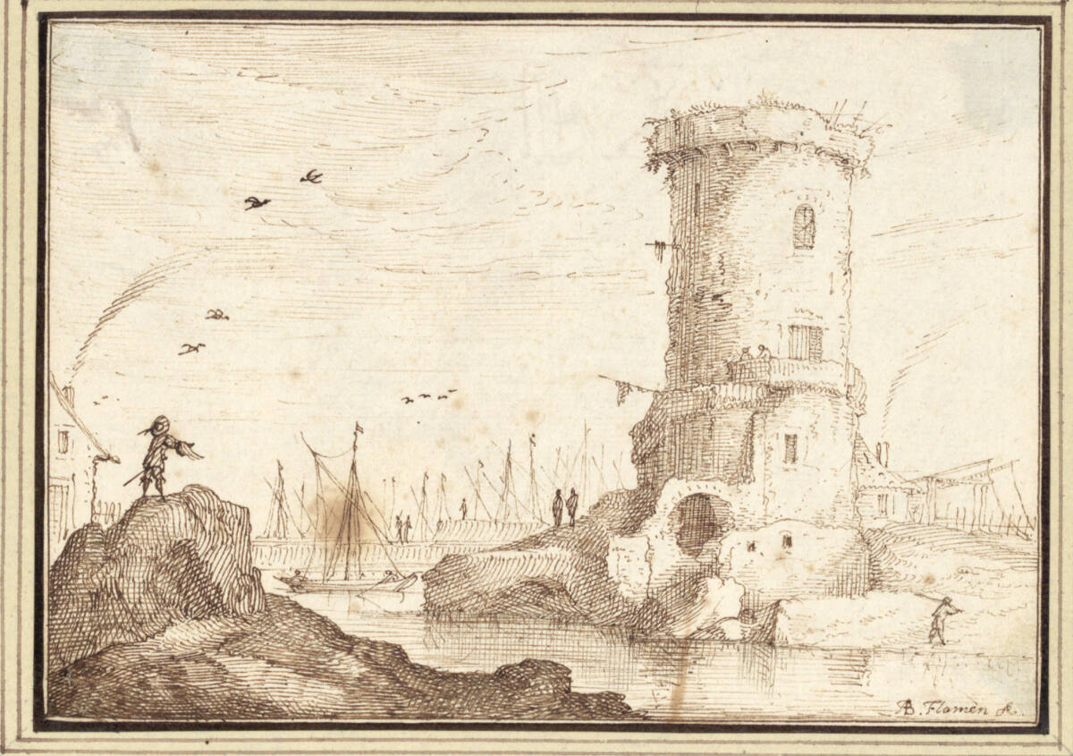 AlbertFlamen, Rundturm vor einem Hafen (II-19)