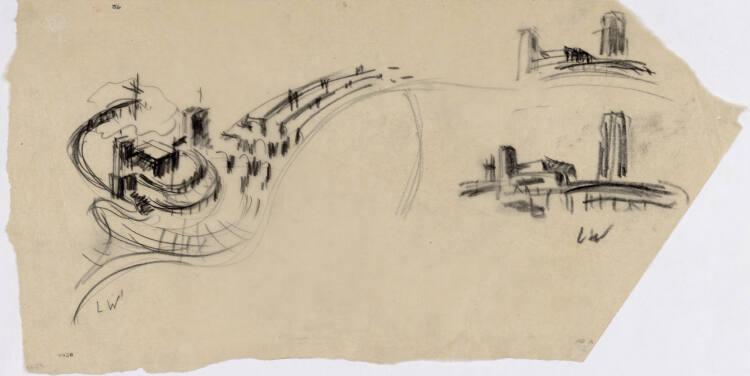 Lois Welzenbacher, Split, Projekt einer Klosteranlage, 3 Skizzen, Inv. Nr.: AZ9926
