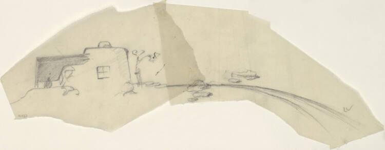 Lois Welzenbacher, Unbestimmt, [Partenkirchen, Haus Grassow ?], kleines Landhaus mit Vordach, S…