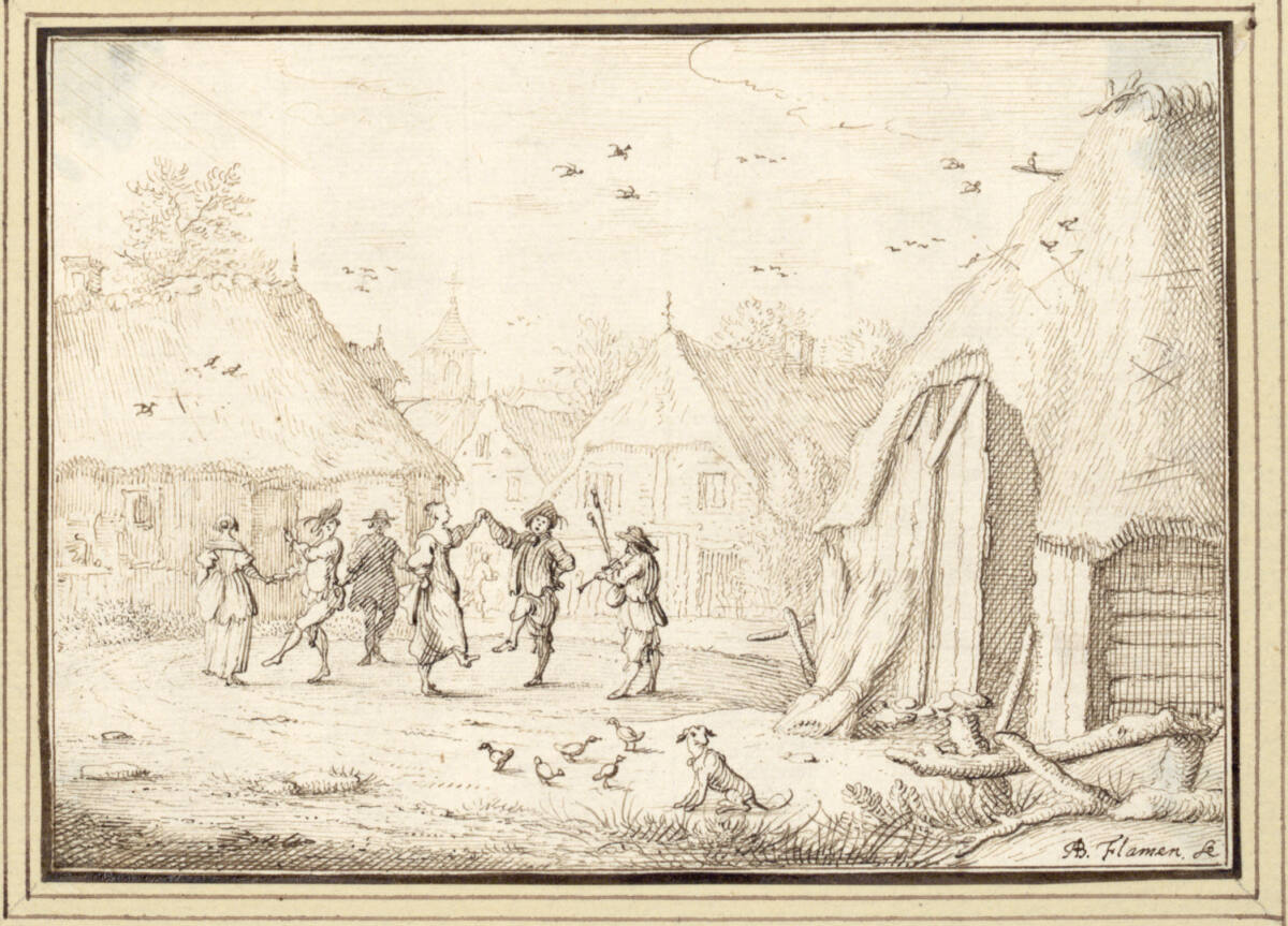 AlbertFlamen, Tanzende Paare am Dorfrand (III-17)