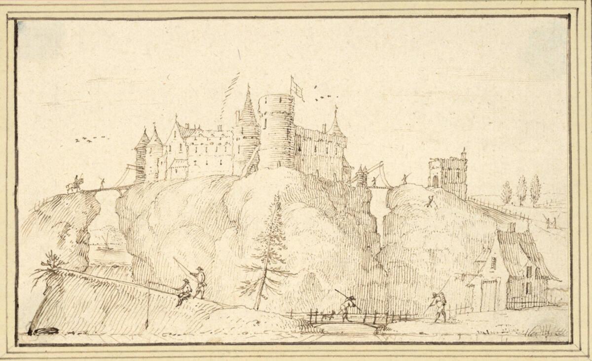 Albert Flamen, Burg mit zwei Zugbrücken, hoch auf einem Felsen (IV-13), Inv. Nr.: 9728