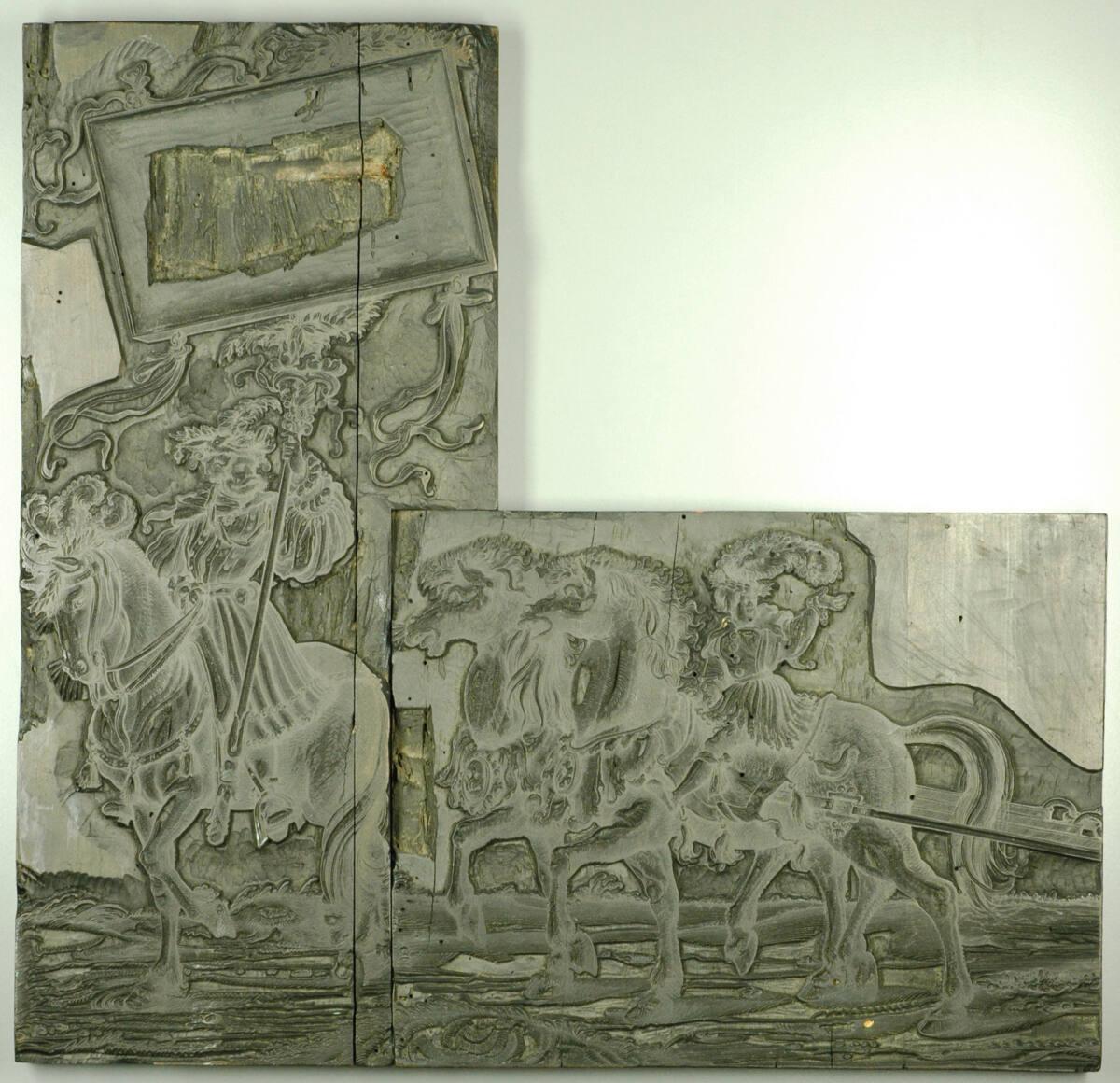 Hans Burgkmair d. Ä., Triumphzug Kaiser Maximilians I.: Conrat von der Rosen und das Gespann zu…