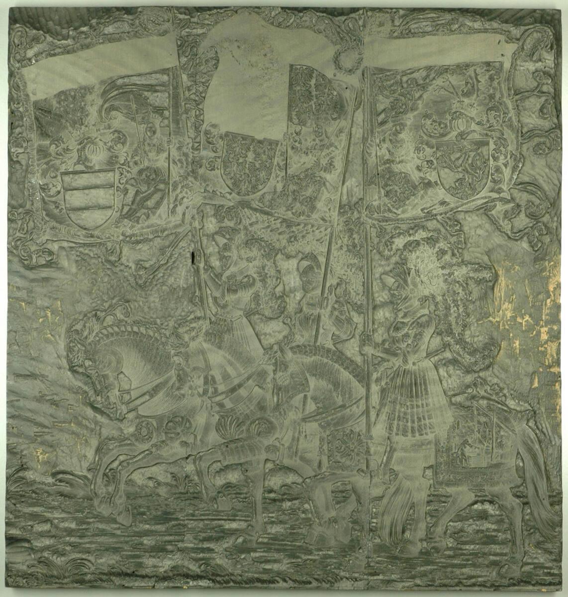 Albrecht Altdorfer, Triumphzug Kaiser Maximilians I.: Banner von Steier, Alt-Österreich und Öst…