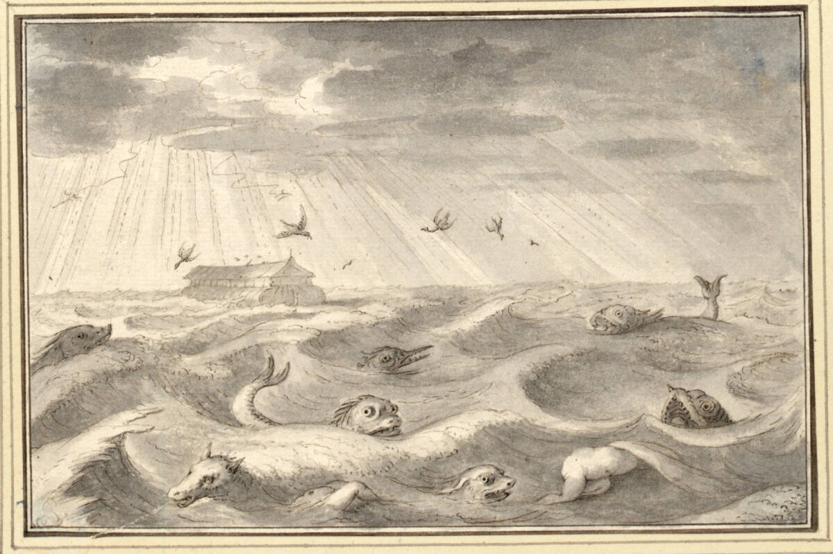AlbertFlamen, Stürmisches Meer mit Tieren und Arche Noah (IV-42)