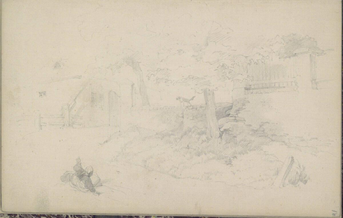 Josef Danhauser, Gehöft mit bellendem Hund, Inv. Nr.: 26430/16