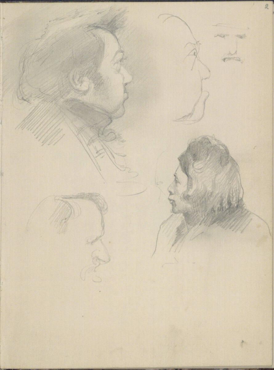 Josef Danhauser, Fünf Porträtstudien, Inv. Nr.: 26431/2
