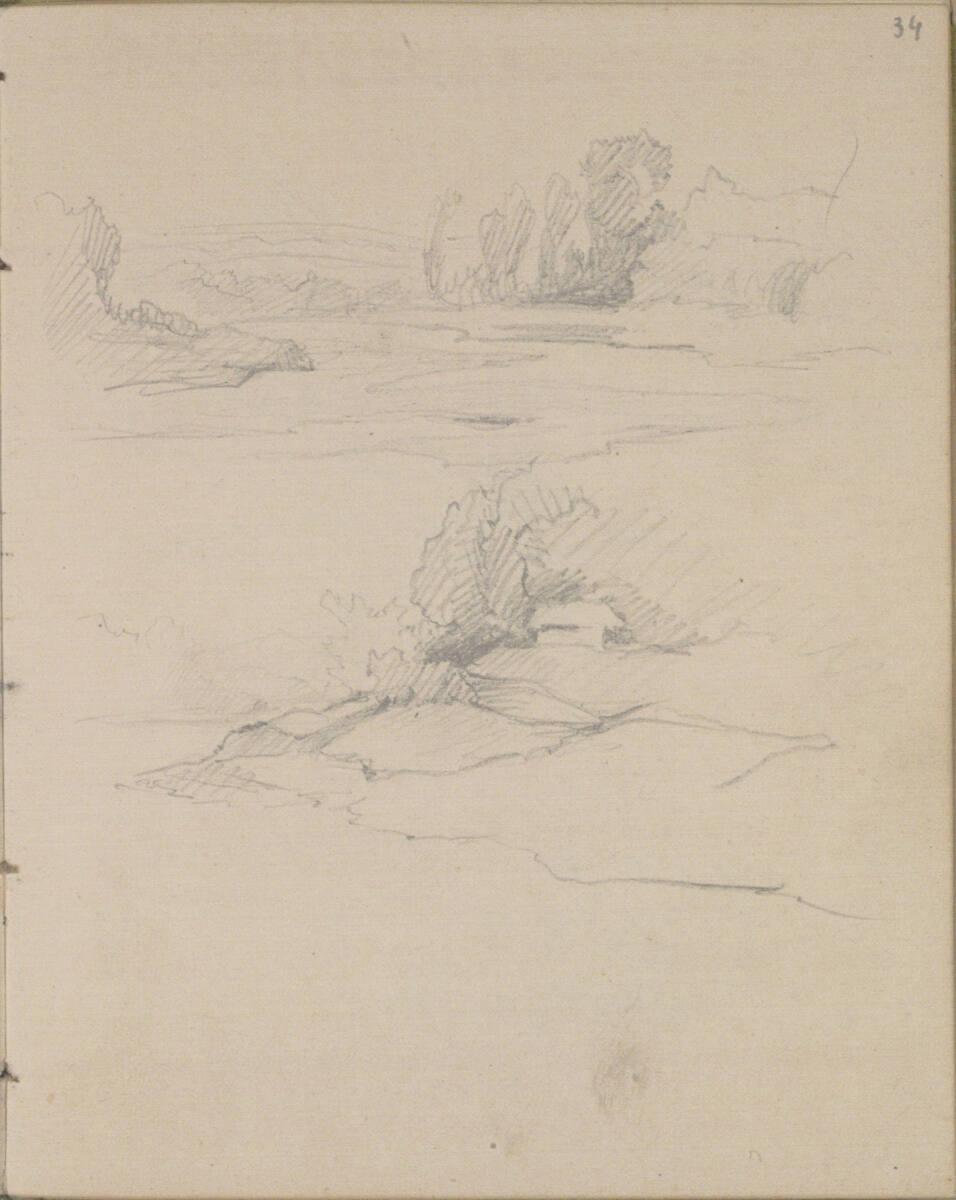 Josef Danhauser, Landschaftsskizzen (zwei Ebenen), Inv. Nr.: 26559/34r