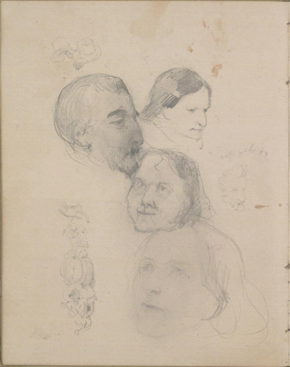 Josef Danhauser, Kopfstudien, Inv. Nr.: 26559/4v