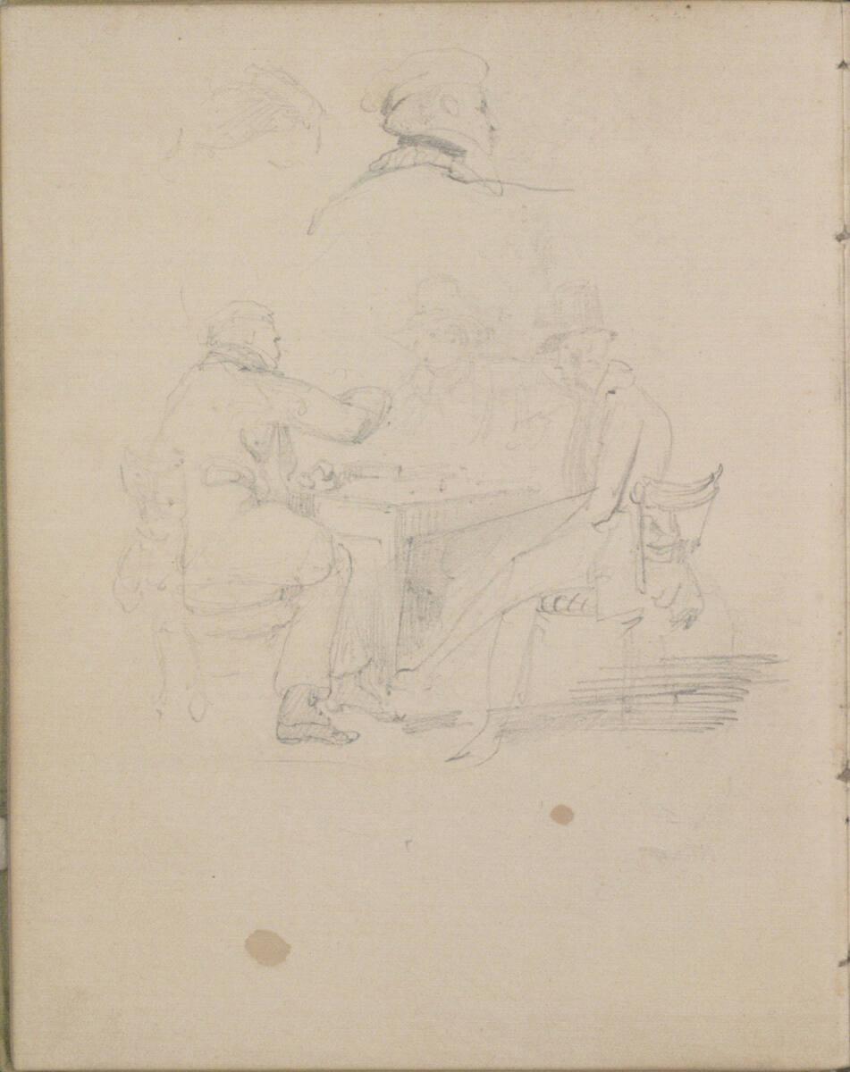 Josef Danhauser, Skizze von drei Männern beim Kartenspiel, Inv. Nr.: 26559/5v