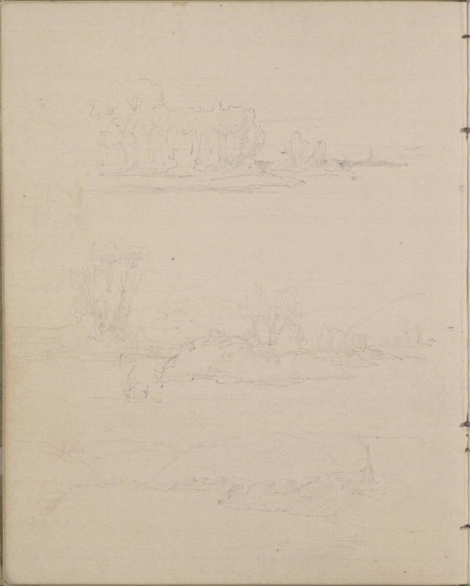 Josef Danhauser, Kleine Wald- See- und Felslandschaft (drei Ebenen), Inv. Nr.: 26559/9v