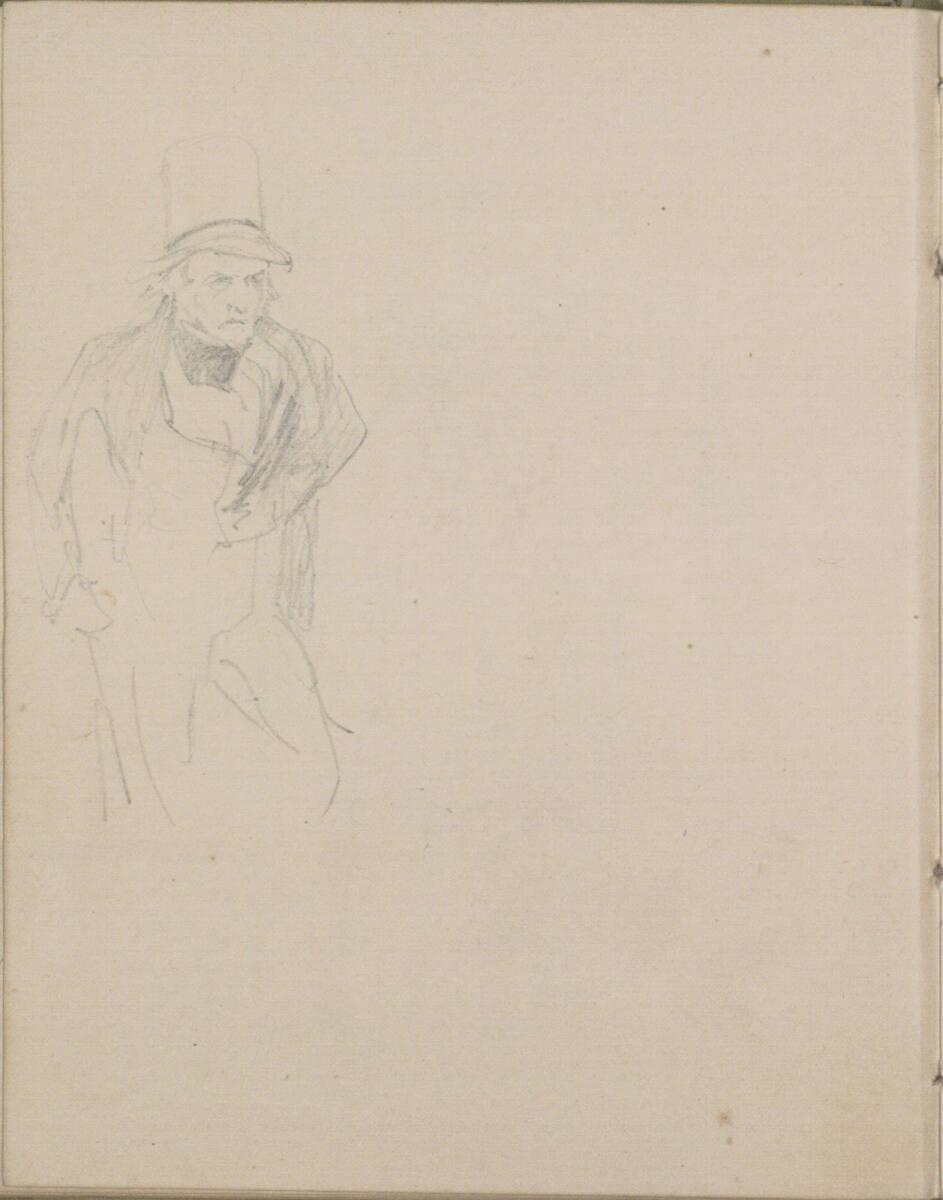 Josef Danhauser, Skizze eines Herrn mit Hut, Inv. Nr.: 26559/41v
